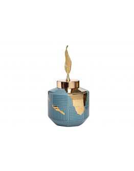 Керамическая ваза синяя (золотой декор)