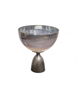 Чаша стеклянная на металлическом основании серебряная