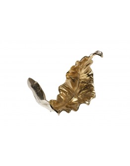 Тарелка декоративная "Лист" металлическая золото/хром