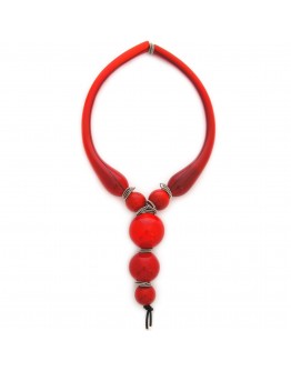 Ожерелье с 5 бусинами красное