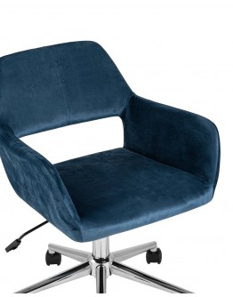 Поворотное кресло Stool Group Ross велюр синий ROSS CHROME VELVET DARK BLUE