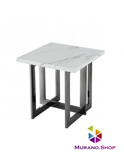 Журнальный стол Stool Group Нэйтан 61*61 белый мрамор/сталь темный хром УТ000036330