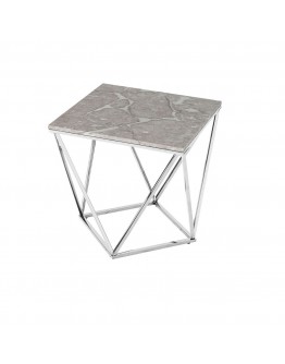 Журнальный стол Stool Group Авалон 61*61 серый мрамор/сталь серебро УТ000036333