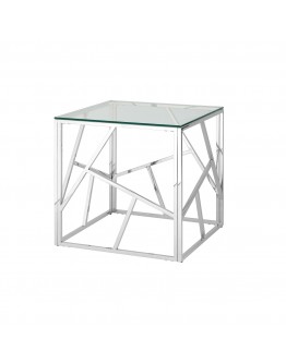 Журнальный стол Stool Group Арт Деко 55*55 прозрачное стекло/сталь серебро УТ000001507