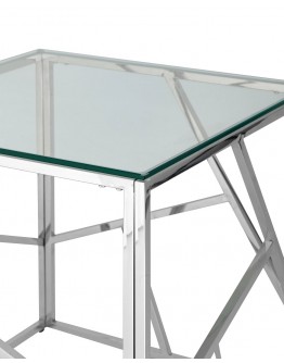 Журнальный стол Stool Group Арт Деко 55*55 прозрачное стекло/сталь серебро УТ000001507