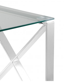 Журнальный стол Stool Group Кросс 55*55 прозрачное стекло/сталь серебро УТ000004645