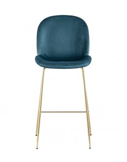 Барный стул Stool Group Турин со спинкой велюр маренго золотые ножки 8329C VELVET BLUE