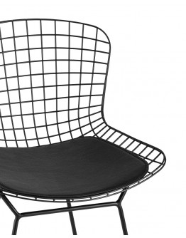 Полубарный стул Stool Group с низкой спинкой Bertoia черный с черной подушкой BTY-24L-P6 BL/BL