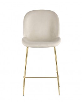 Полубарный стул Stool Group Турин со спинкой велюр бежевый золотые ножки 8329A VELVET BEIGE