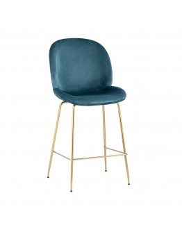 Полубарный стул Stool Group Турин со спинкой велюр маренго золотые ножки 8329A VELVET BLUE