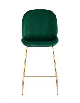Полубарный стул Stool Group Турин со спинкой велюр изумрудный золотые ножки 8329A VELVET GREEN
