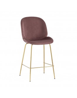Полубарный стул Stool Group Турин со спинкой велюр пудровый золотые ножки 8329A VELVET DARK PINK
